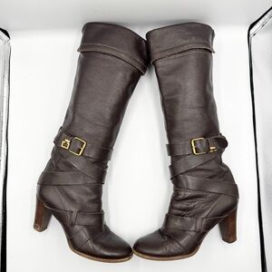 Elegant Brown Leather Knee-High Boots